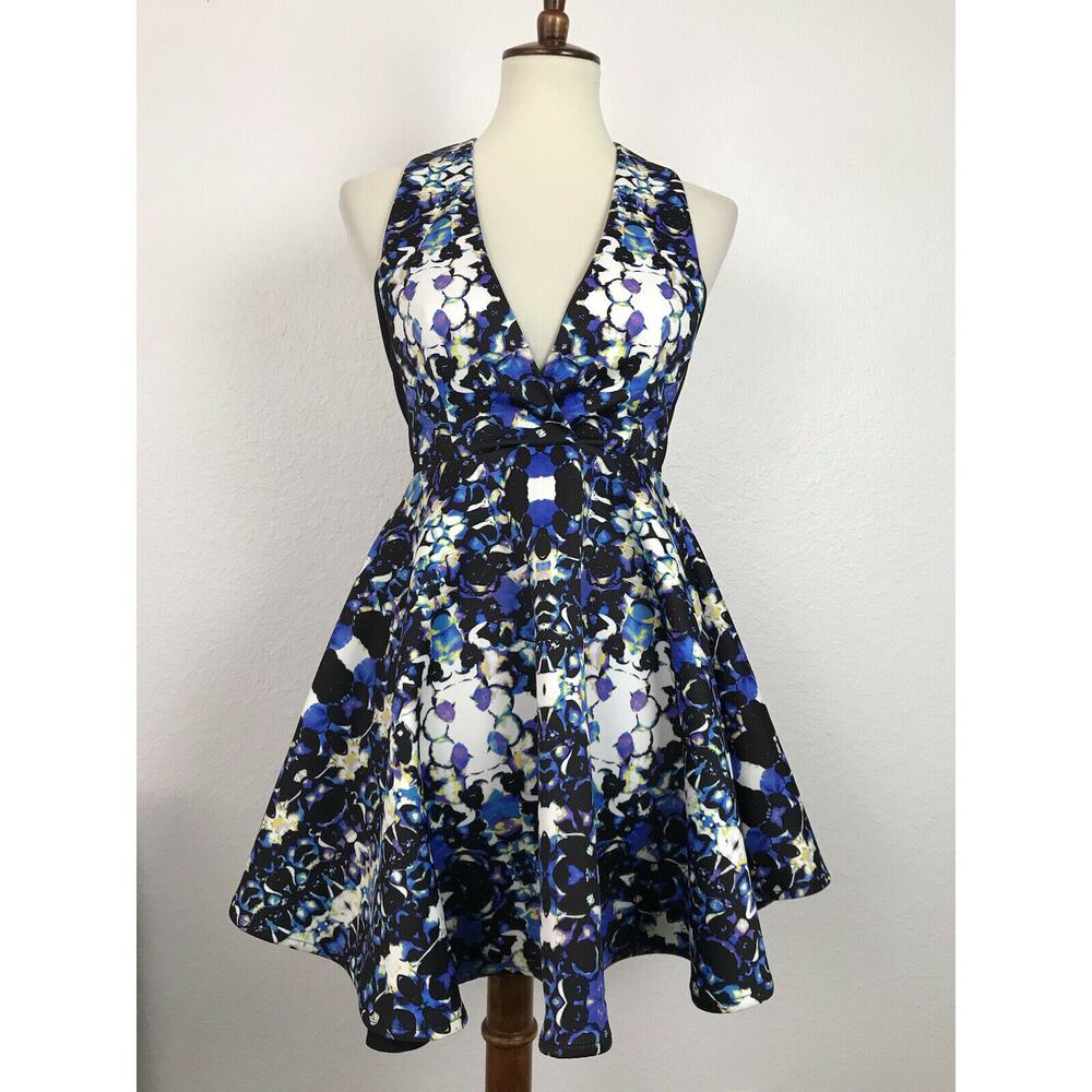 Finders Keepers Multicolor Print Cut Out Mini Fit Flare Dress